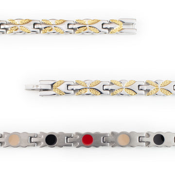Butterflies - Negative Ion Bracelet, Gold and Stainless Steel
